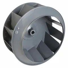 Steel backward-inclined blower wheel with a 24 1/2-inch diameter and 1 7/16-inch bore. Features one inlet and includes set screws. Suitable for use in air-handling systems, furnaces, and ventilation equipment where efficient airflow against static pressure is required.
