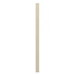 This pilaster is designed for use in commercial bathroom partitions, providing structural support between stalls. It features a polymer inner core with a pebble texture and cream color. Dimensions: 82 inches height, 4 inches width, 1 inch thickness.