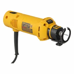 Corded cut-out tool with 5 A current and 10 ft cord. Features adjustable depth guide and spindle lock. Used for precision cutting in drywall, plywood, and other sheet materials to create openings for outlets, switches, and access points.