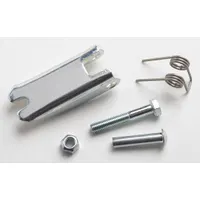This top hook with safety latch is a replacement component for HARRINGTON AH series air chain hoists. It attaches the hoist to a support structure and includes a safety latch to prevent accidental load disengagement during lifting operations
