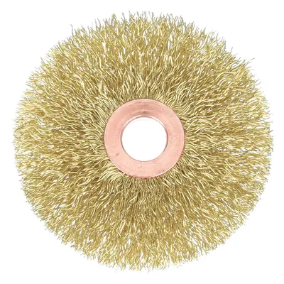 WEILER Wire Wheel Brush: Crimped Brass, 2" Dia x 3/8" Wd, 1/2" Arbor - Nonsparking Light-Cleaning Brushes for Soft Materials