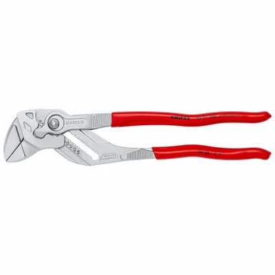 KNIPEX Plier Wrench: Flat, Push Button, 2 3/8 in Max Jaw Opening, 12 in Overall Lg - Flat-Jaw Tongue & Groove Pliers