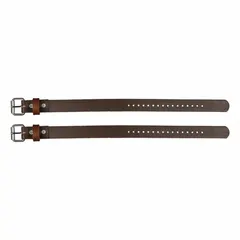 Nylon ankle straps for use with Klein Tools pole and tree climbers. Each strap measures 22 inches in length and 1 1/4 inches in width, with a weight capacity of 300 lb. Designed to secure the climber's ankles during ascent and descent on utility poles or trees.