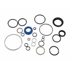 This seal kit is a replacement part for the hydraulic system of Dayton pallet jacks, compatible with models 2PLH8 and 2PLJ1. It is used to replace worn seals, helping to prevent fluid leaks and maintain lifting performance in material handling operations.