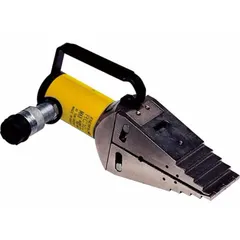 Hydraulic flange ram spreader with step block design. 0.24 in tip clearance. Used for separating flanges in piping systems during maintenance or installation.