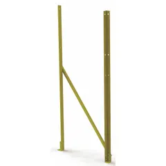 Steel leg kit in yellow finish, includes fasteners for installation. Used to support industrial platforms, walkways, and mezzanine structures in material handling and warehousing environments.