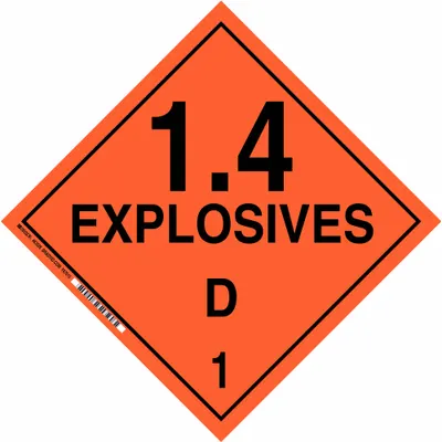 BRADY 10 3/4 in x 10 3/4 in Placard, 1.4 Explosives D 1 - Class 1: Explosives