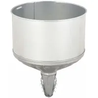 Spout Funnel: Steel, 256 fl oz Fluid Capacity, 9 5/8 in Overall Dia, 11 7/8 in Overall Ht, Silver (MPN 94464)