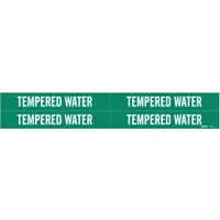 Pipe Marker: Tempered Water, Green, White, Fits 3/4 to 2 3/8 in Pipe O.D., 4 Pipe Markers (MPN 7420-4)