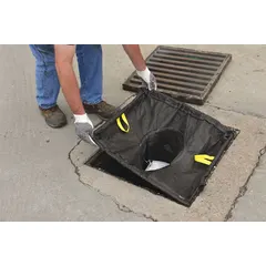 This adjustable-frame street drain filter captures debris to prevent clogging in stormwater systems. Measuring 42 in L x 25 in W x 25 in H, it handles a maximum flow rate of 500 gpm. Suitable for municipal, industrial, and commercial drainage applications.