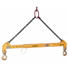 This adjustable steel spreader beam is chain-mounted for use in lifting applications where load distribution across multiple attachment points is required. With a working load limit of 30,000 lb and an overall length of 72 inches, it is suited for handling wide or unbalanced loads in industrial hoisting operations.