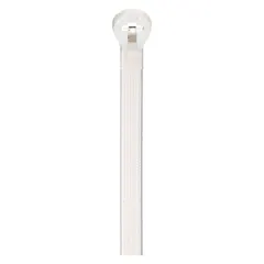 This fine adjustment cable tie is designed for bundling and securing wires and cables in indoor industrial, electrical, and data center applications. It features a 7 1/2 inch nominal length, 1 3/4 inch maximum bundle diameter, and 0.18 inch width. Supplied in a natural color, this standard type is not intended for outdoor use. Pack of 1000.