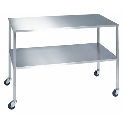 LAKESIDE Instrument Table W Shelf,SS,36 X 24: Fixed Ht, Stainless Steel - Stainless-Steel-Top Mobile Worktables