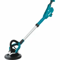 This cordless drywall sander uses a 9-inch hook-and-loop sanding disc and operates on 18 V. It is suitable for sanding drywall joints and surfaces in construction and renovation work. The tool length is 13 1/4 inches. Battery and charger are sold separately.
