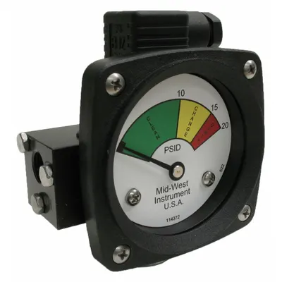 MIDWEST INSTRUMENT 522A-020-LE Differential Pressure Indicator with Switch - Differential Pressure Indicators with Switch