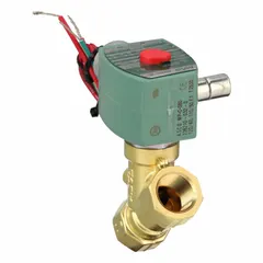 This 2-way, 2-position normally closed solenoid valve from REDHAT features a 1/2 in pipe size and operates on 120V AC (also rated 110V AC). The watertight coil enclosure allows use in outdoor or washdown environments. It is suitable for on/off control of liquids or gases in industrial automation, irrigation, and process control systems.