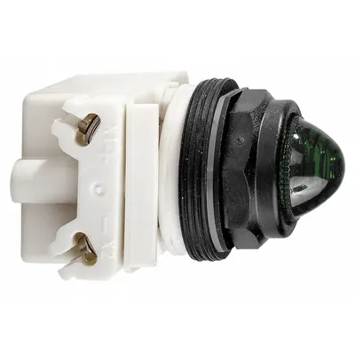 SCHNEIDER Pilot Light: 30 mm Panel Mounting Size, Green, Incandescent - Incandescent Pilot-Lights