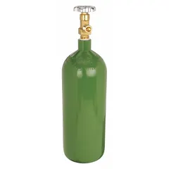 Empty oxygen cylinder with CGA 540 connection, suitable for use in welding, cutting, and medical oxygen systems requiring this valve standard.