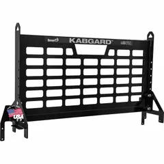 Steel cab protector / headache rack in black finish. Designed for service body trucks with a 54-inch bed length. Mounts behind the cab to shield from shifting cargo and can serve as a mounting point for accessories.