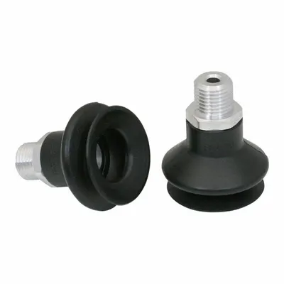 SCHMALZ Bellows Type Vacuum Pad Assembly, G1/4 in, 38 mm, NBR, 55 A, Black - Bellows Type Electronics Industry Vacuum Pad Assemblies