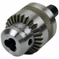 Jacob's Chuck Grip for SHIMPO FGE/FGV series force gauges. Overall width 1 3/10 in. Used to hold test specimens during tension or compression testing in force measurement applications