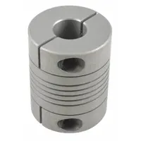 Aluminum flexible coupling with 25 mm outside diameter, 32 mm overall length, and 10 mm Side A bore diameter. Used to connect two shafts in motion control systems, compensating for minor misalignment while transmitting torque