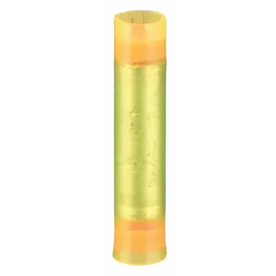 VELVAC Butt Splice Connector: Yellow, Nylon, For Wire Size 12 AWG – 10 AWG, 600 V - Insulated Butt Splice Connectors