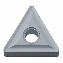 Triangle (T) indexable turning insert made of cermet, designed for finish turning and light roughing operations on steel, stainless steel, and cast iron. Suitable for medium to high-speed machining in CNC lathes, providing wear resistance and smooth surface finish.