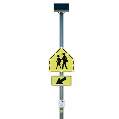 LED Crossing Sign: 30 in x 30 in Nominal Sign Size (W x H), Aluminum, S1-1 MUTCD - Flashing LED School Crossing Signs