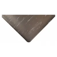 Antifatigue Runner: Marble, 3 ft x 12 ft, 1/2 in Thick, Black, Vinyl over PVC Foam, Beveled Edge