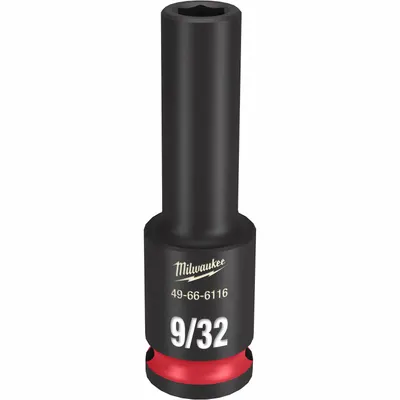 MILWAUKEE Deep Impact Socket: 3/8 in Drive Size, SAE, 9/32 in Socket Size, 6-Point - 3/8" Drive Impact Sockets