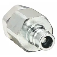 Steel hydraulic quick-connect coupling plug for high-flow fluid power systems. Features a 2"-11-1/2 thread size, maximum flow rate of 681.3 lpm, and nitrile seal material. Used for rapid connection and disconnection of hydraulic lines in industrial machinery and mobile equipment