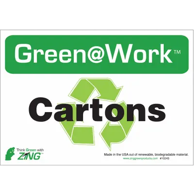 ZING Green@Work Adhesive Sign, Not Retroreflective, 5 PK - Green@Work: Cartons Signs