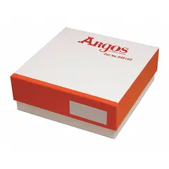 Cardboard freezer box with 5 1/4 in overall width. Includes space for labeling. Compatible with model RD442A. Used for organizing and protecting samples in ultra-low temperature freezers.