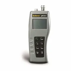 Handheld multiparameter meter configured for pH testing with temperature measurement. Kit includes probe and probe case; reagents sold separately. Suitable for field or laboratory water quality testing where pH and temperature readings are required.