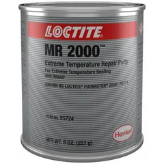 LOCTITE MR 2000 is a water-based, gray metal repair putty supplied in an 8 oz can. It is used for filling cracks, holes, and voids in metal surfaces such as industrial equipment, piping, and machinery.