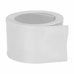Clear heat shrink tubing with a 5 in inner diameter before shrinking and 2.5 in after shrinking, supplied in a 4 ft length. Used for insulating and protecting electrical connections, cables, and wires in various applications. The clear material allows visual inspection of the covered joint after installation.