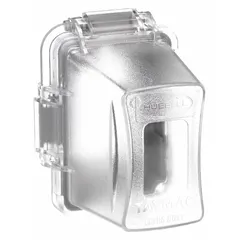 This 1-gang while-in-use weatherproof cover accommodates Decora/GFCI electrical components. Made of clear polycarbonate, it provides a Type 3R enclosure suitable for outdoor or damp locations. The cover can be mounted horizontally or vertically.
