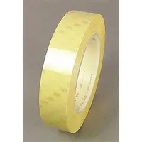Polyester film electrical tape with rubber adhesive, 1.97 mil thick. Provides abrasion resistance and electrical insulation for motor leads, coil winding, and cable bundling. Yellow color for identification. Supplied in a 72-pack of 1/2-inch-wide by 72-yard rolls