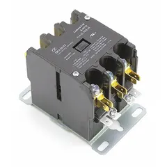 Contactor used in HVACR systems for switching electrical loads such as compressors, fans, and pumps. Suitable for replacement in precision cooling equipment in commercial and industrial environments.