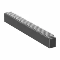 Rectangular metric gear rack, module m 0.8, 100 mm length, black oxide coated carbon steel. Converts rotary motion into linear motion for precision positioning in light-duty machinery such as CNC routers, automated assembly lines, and material handling systems