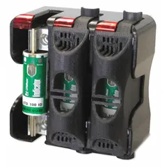 Indicating fuse block cover for T class fuses rated 61 A to 100 A at 600 V AC. Provides visual indication of fuse status and protects the fuse block. Compatible with LT60100 fuse series. Used in industrial control panels and power distribution equipment.