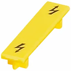 Yellow marking strip with Energized Warning Label for use with 4 mm size screw terminals. Compatible with SCHNEIDER NSYTRV terminal blocks. Used to label terminals in control panels and electrical installations.