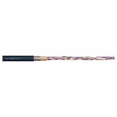 This CHAINFLEX CF2 series control cable features 8 conductors of 24 AWG single copper wire with a PUR jacket rated at 300 V. It is coolant resistant and complies with IEC 60332-1-2. Minimum bend radius factors are 3 x OD for fixed installation, 4 x OD for flexible use, and 5 x OD for e-chain applications. Suitable for continuous flexing in cable carriers and industrial machinery.