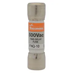 Time-delay midget fuse rated 600 mA and 500 V AC, with a non-indicating design. Dimensions are 13/32 in x 1 1/2 in. Used for overcurrent protection in control circuits, motor starters, and lighting systems where delayed blow characteristics are required.