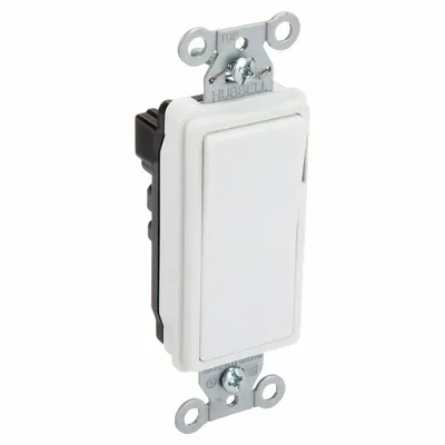 HUBBELL Wall Switch: Rocker Switch, Single Pole, Maintained, White, 120/277V AC - Rocker Wall Switches
