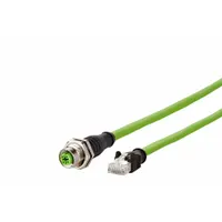 METZ CONNECT Ethernet Cable: Cat5e, RJ45 Male Straight x M12 Female Straight, 10 m Lg, PUR, Green, D (MPN 142M4D25100)