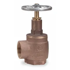 Brass inline valve body with female NPT inlet and male NPT outlet, both 2-1/2 in FNPT. Used as a ball valve adapter for fire hydrants and standpipes, enabling quick hose connection in fire-protection systems.