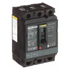 3-pole, 600V AC molded case circuit breaker rated 60 A with a 65kA interrupting capacity at 240V AC. Fixed configuration with line/load lugs and ABC phase connection. Used for overcurrent protection in industrial power distribution panels, motor control centers, and switchboards.