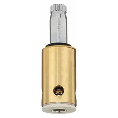 This brass compression faucet cartridge is designed for use with Kohler Brass Plunger Series faucets. It is intended for cold water applications and includes one stem per package. The stem is made of brass and operates as a compression-type cartridge.